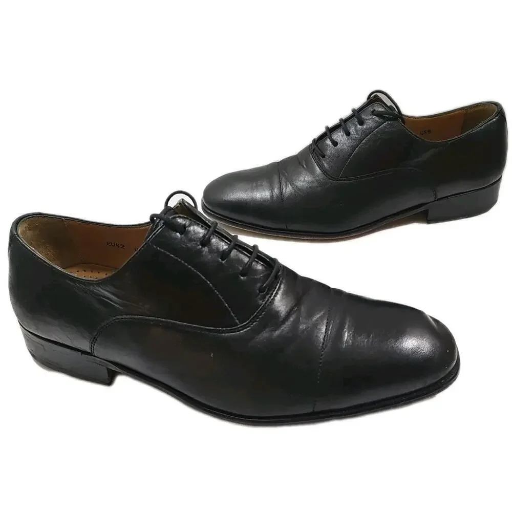 Massimo Emporio Dress Shoes Men's US 9 Black Leather Cap Toe Oxford.